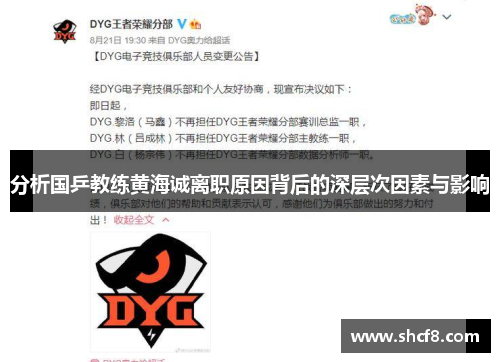 分析国乒教练黄海诚离职原因背后的深层次因素与影响
